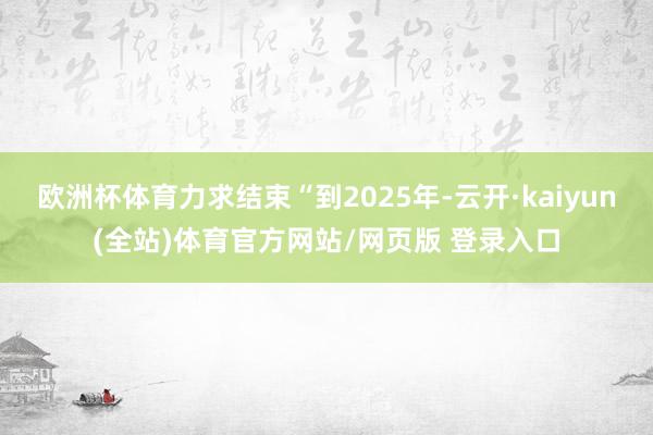 欧洲杯体育力求结束“到2025年-云开·kaiyun(全站)体育官方网站/网页版 登录入口