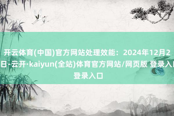 开云体育(中国)官方网站处理效能：2024年12月26日-云开·kaiyun(全站)体育官方网站/网页版 登录入口